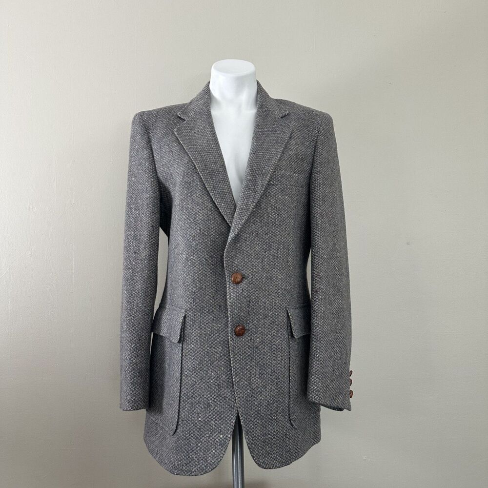 Vintage Levis 100% Wool Blazer Mens Medium 40R Gray Tweed Suit Jacket Sport Coat